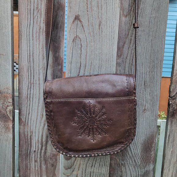 Patricia Nash Brown Italian Leather Saddlebag - Picture 2 of 7